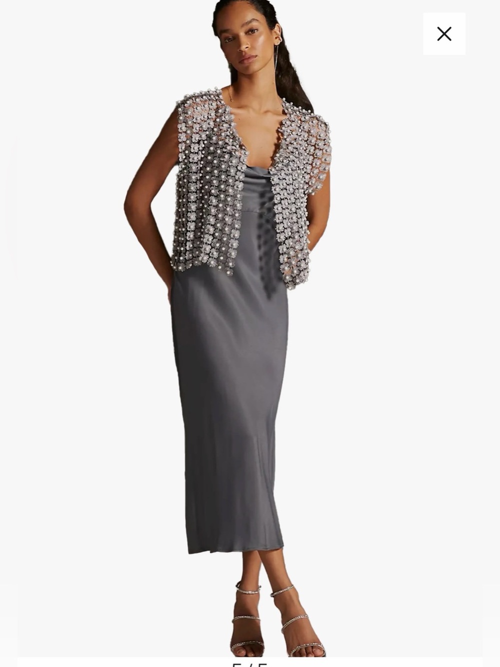 SAACHI Pearly Beaded Floral Lace Top OS